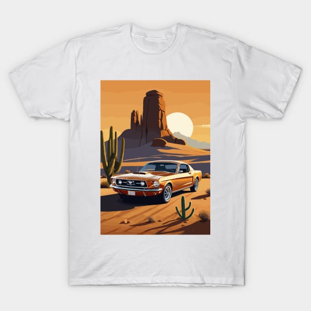 Muscle Car Desert Scene T-Shirt by VENZ0LIC